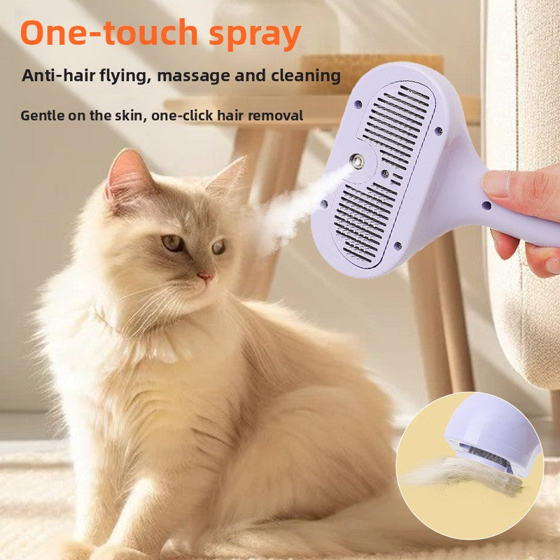 3-in-1 Steamy Pet Grooming Brush | Anti-Static Self-Cleaning Mist Comb for Dogs & Cats