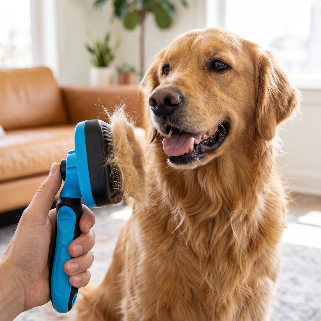 Ultimate 3-in-1 Pet Grooming Kit | Self-Cleaning Slicker Brush, Dematting Rake & Flea Comb